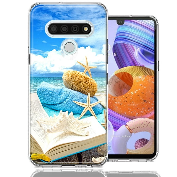 MUNDAZE For LG K51 Beach Reading Design Double Layer Phone Case Cover