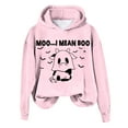 thumbnail image 1 of WEAIXIMIUNG Sweatshirts d'Automne pour Femmes Plus Décontracté Je Veux Dire Imprimé Vache Manches Longues Sweat à Capuche, 1 of 4