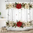 thumbnail image 4 of Tchckioa Winter Christmas Flowers Shower Curtain,72x72 Inch Waterproof Hooks Bath Curtain for Bathroom, 4 of 8