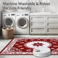thumbnail image 5 of ODIKA 4'x6' Machine Washable Non-Slip Area Rug, Ornate Poinsettia Medallion with Flourishing Scroll Motifs High Traffic Rug with Pad, Red, 665772, 5 of 8