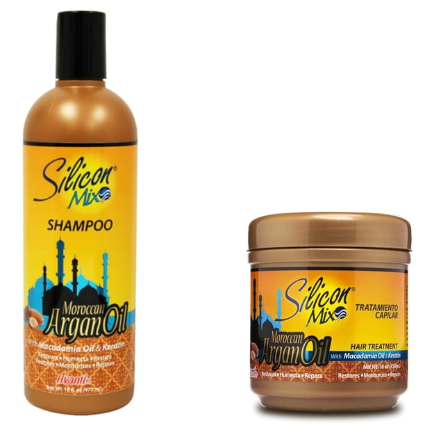 Champú con aceite de argán marroquí Silicon Mix + tratamiento para el cabello, 16 oz "Set"