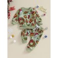 thumbnail image 2 of Liacowi 2Pcs Toddler Girls Fall Clothes Baby Christmas Outfits Long Sleeve Santa Wreath Print Sweatshirt Tops + Pants Set 0-3 Years, 2 of 8