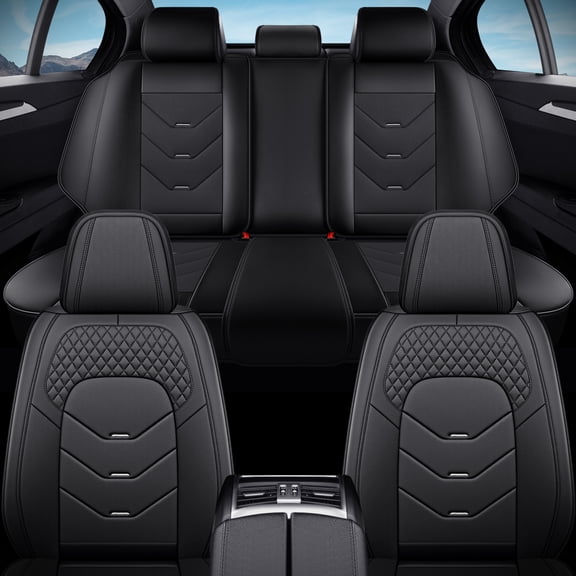 2003 for Honda Accord Seat Cover, Black Car Seat Covers, Premium Leather 5 Piece Full Set Non-Slip Lining Beautify Interior, 4-Door Sedans Only, Beautify the Interior of Old Cars