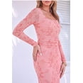 thumbnail image 4 of PRETTYGARDEN Women's Long Sleeve Floral Maxi Bodycon Dress Cocktail Dresses for Wedding Guest, Square Neck, Stretchy Mesh, Elegant Classy, Formal Holiday Party, 4 of 7