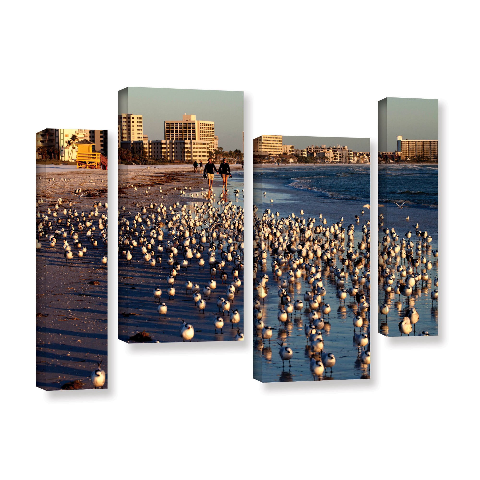 ArtWall Lindsey Janich "Seagulls" 4-Piece Gallery-Wrapped Canvas Staggered Set