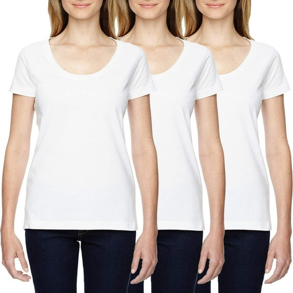 Aquaguard Women's Fine Jersey Deep Scoop Neck Longer Length T-Shirt (3 Pack)