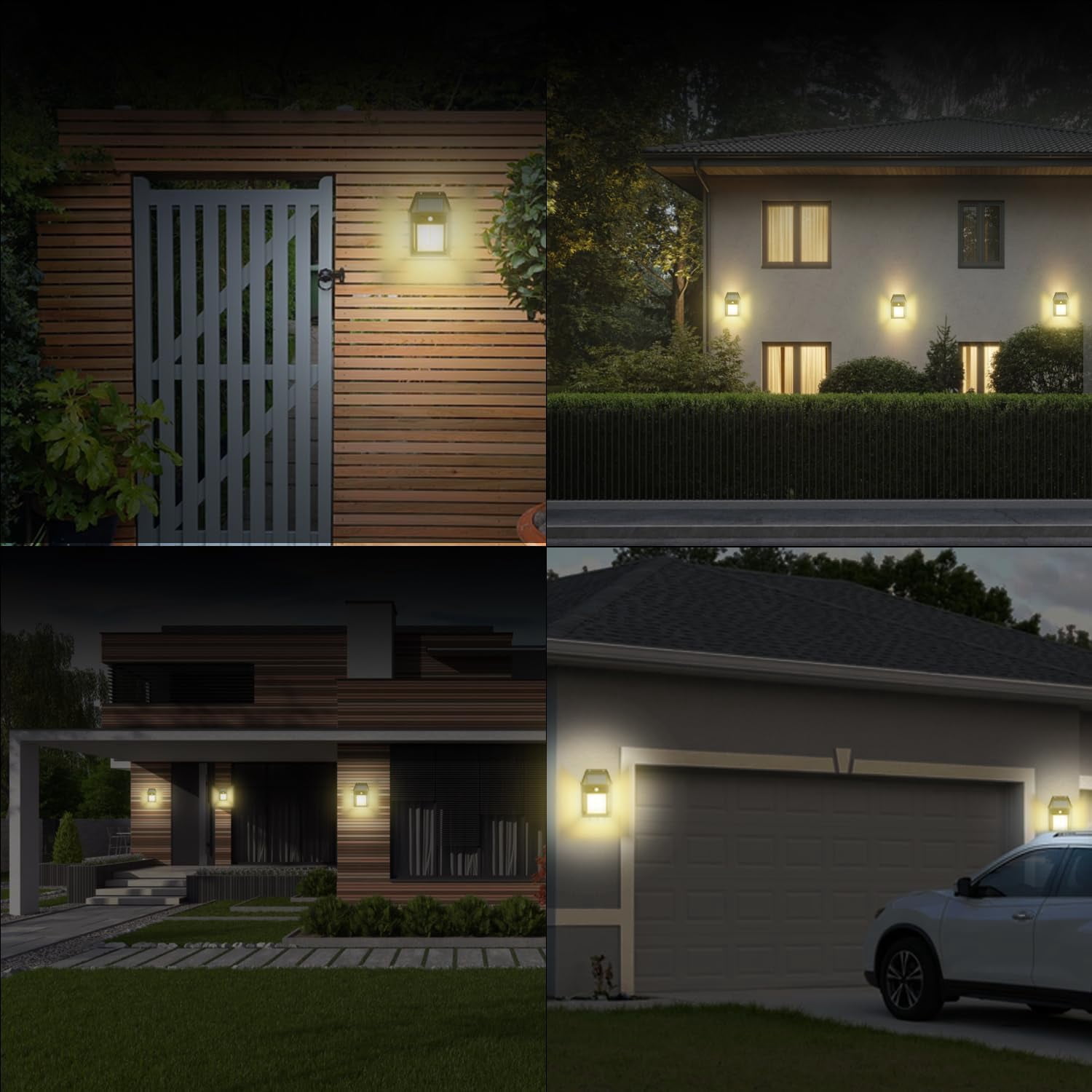 Solar Wall Lights, 2 Pcs Motion Sensor Lanterns, Waterproof Outdoor Led Fixtures , Wall Mount Light Sconces For Outside Patio Fence Yard Garage