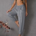 thumbnail image 5 of BUIGTTKLOP Cotton Linen Joggers for Women Tapered Leg Summer Casual Drawstring Elastic Waist Lightweight Jogger Pants, 5 of 6