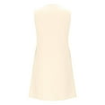 thumbnail image 6 of Chiccall Womens Summer Dresses Sleeveless Crew Neck Cute Bow Tie Mini Dress Front Pleated Beach Casual Sundresses with Pockets Beige M, 6 of 8