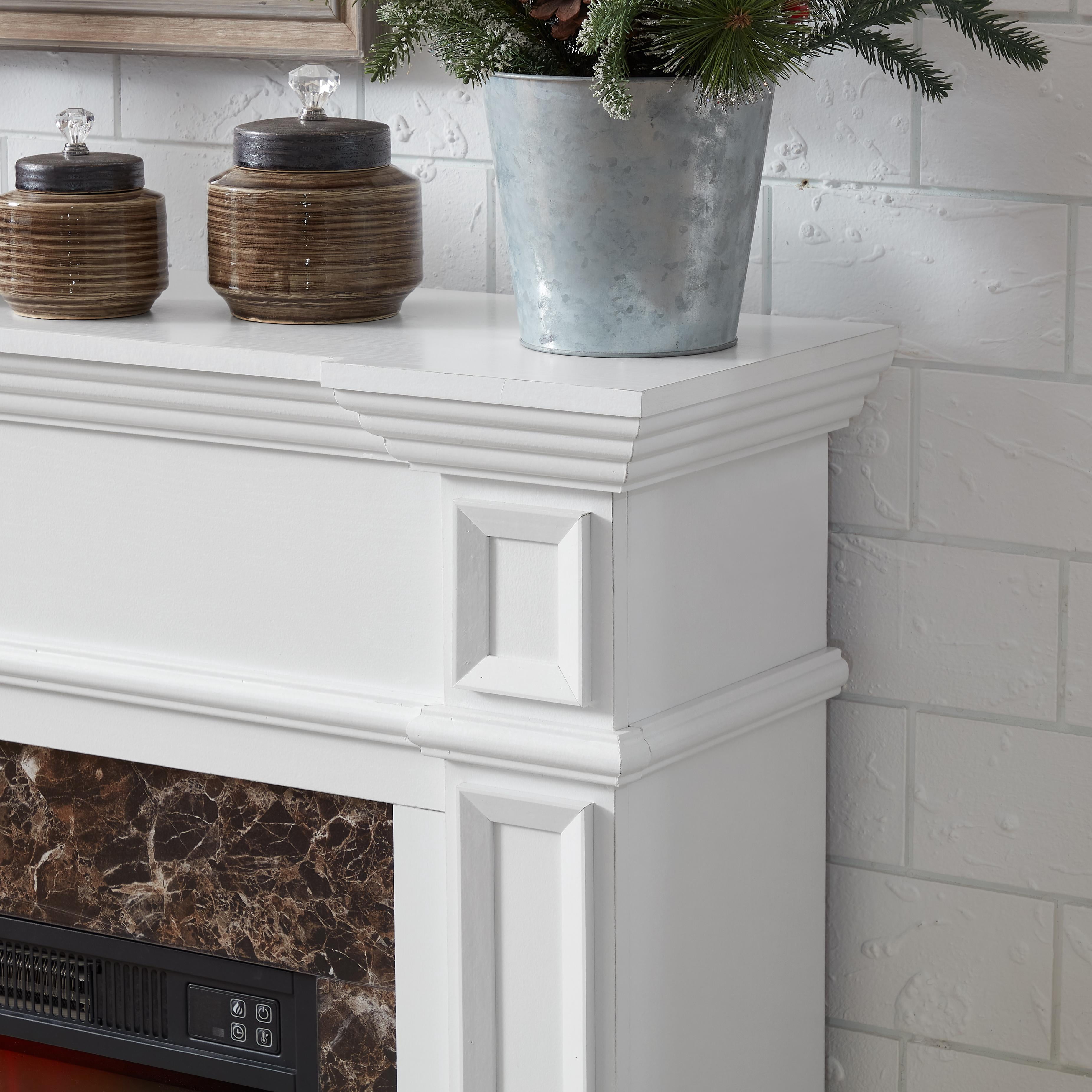 41''W Electric Fireplace with Mantel, Legahome 23'' Freestanding Fireplace Heater with Remote Control, Adjustable Flame, Fireplace TV Stand for 42 inch TV, Living Room Bedroom, 1400W, White