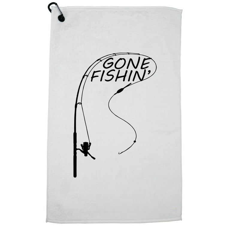 Gone Fishing with Fishin' Rod Casting Golf Towel with Carabiner