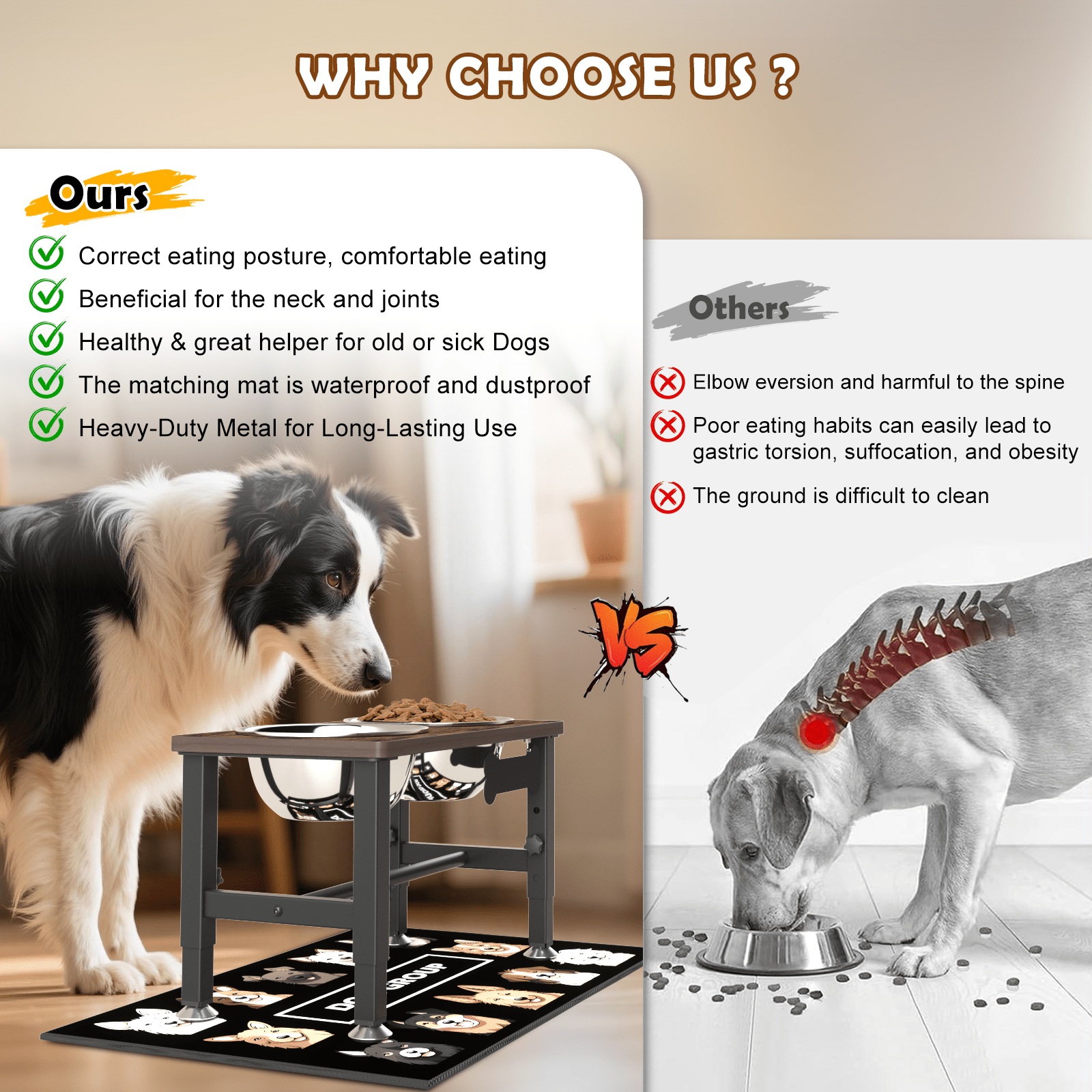 ADENGL Elevated Dog Bowl Stand Adjustable with Stainless Steel Bowls photo 4