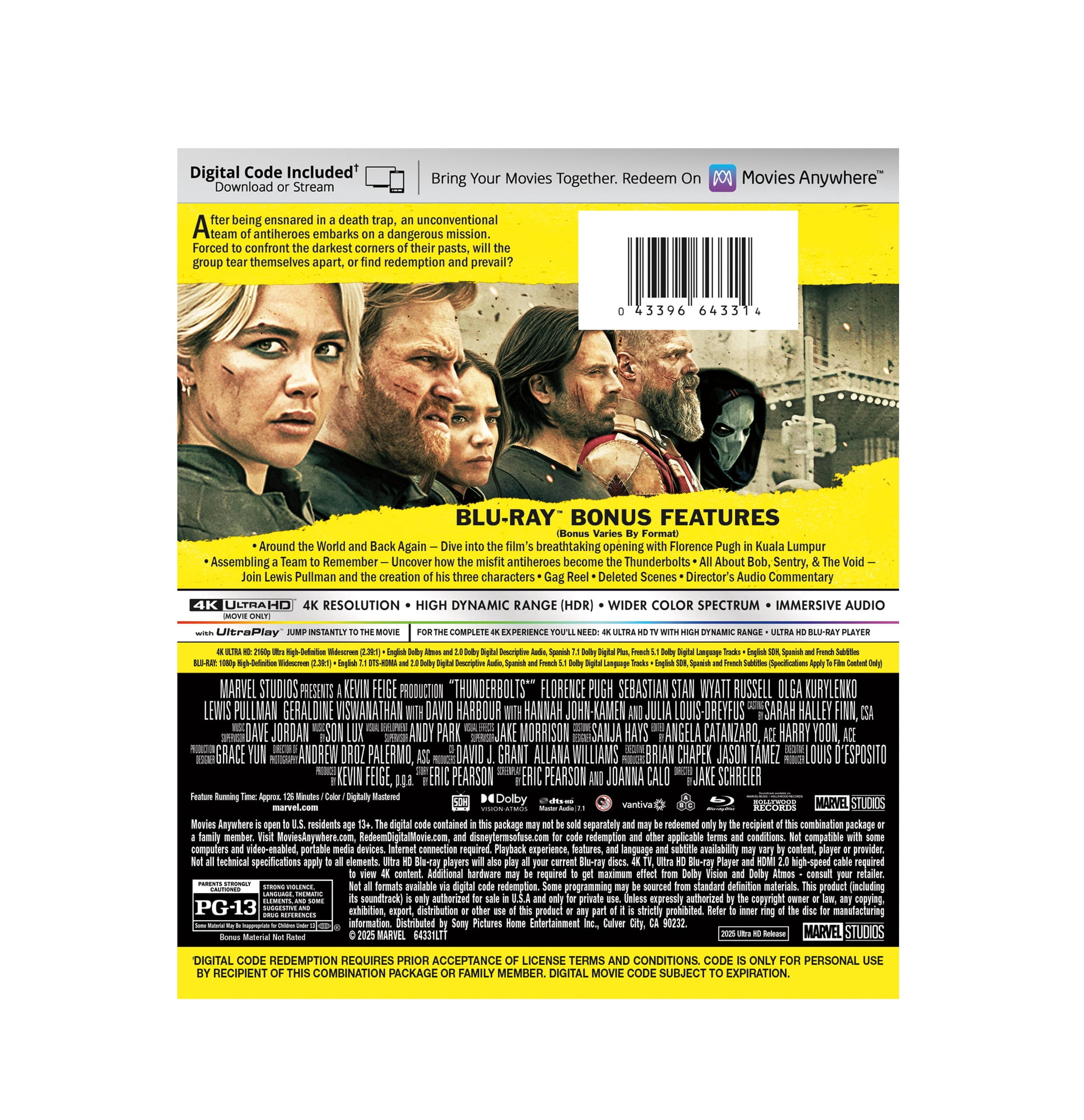 Thunderbolts* (4K Ultra HD + Blu-ray + Digital Copy) Walt Disney Pictures, Action & Adventure
