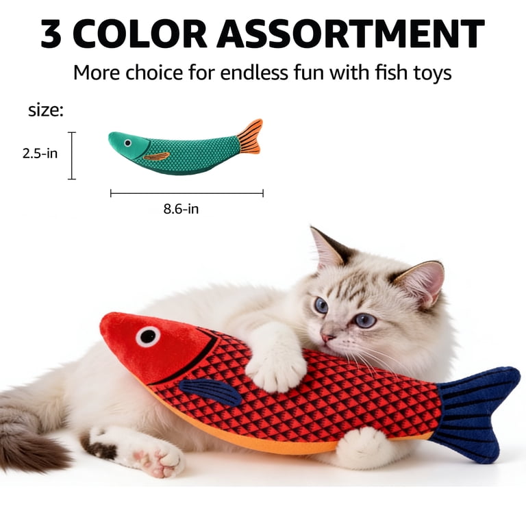 Max & Marlow Catnip Cat Toys, Fish Shaped 3-Pack photo 3