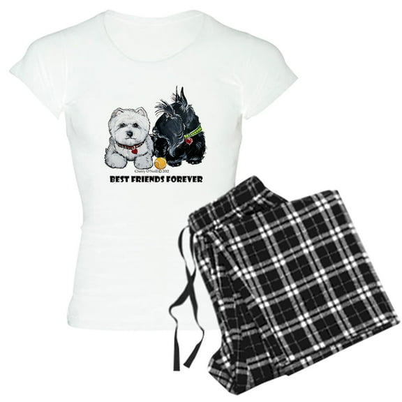 CafePress - Scottie & Westie Best Friends Women's Light Pajama - Women's Short Sleeve Print T-Shirt and Pants Light Cotton Pajama Set