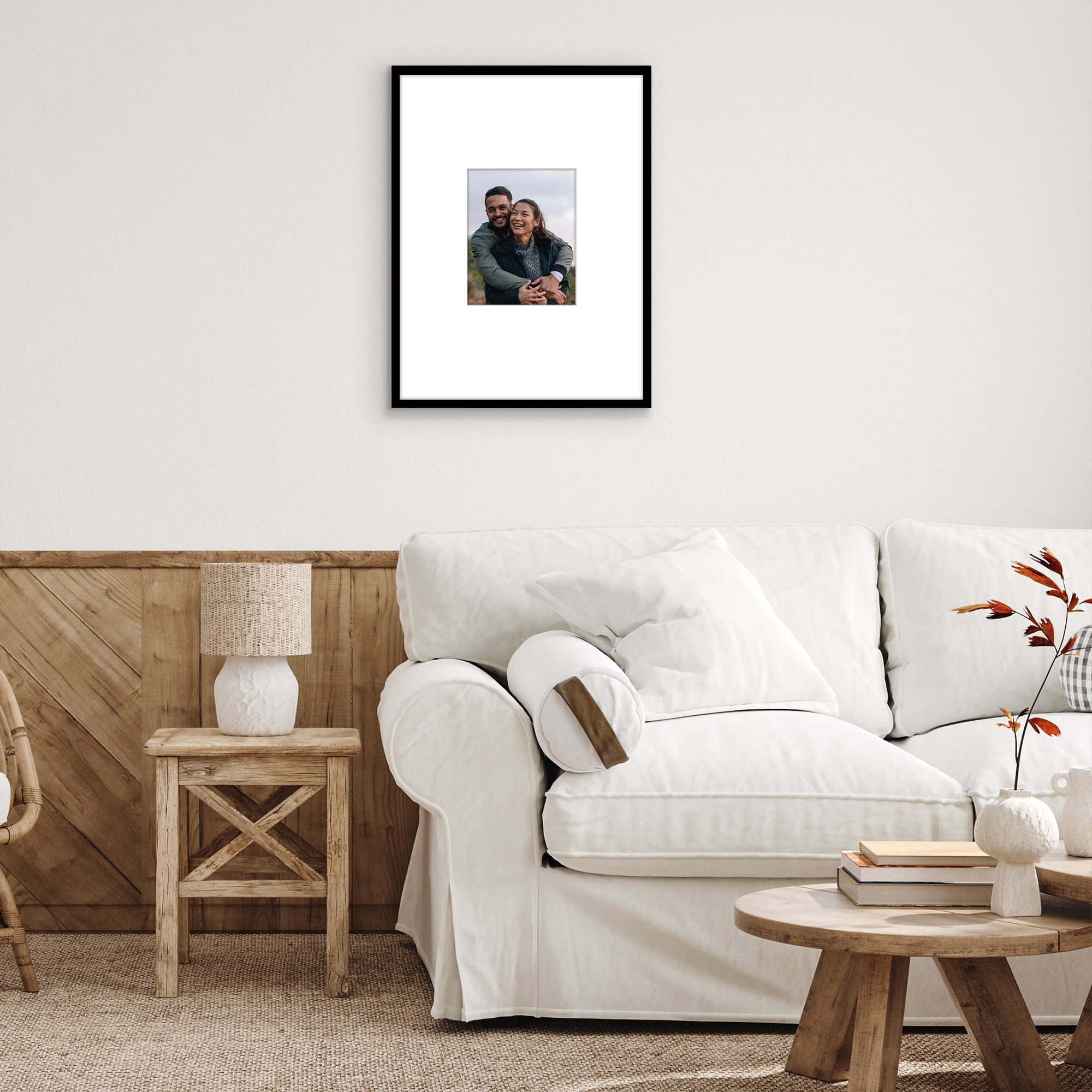 Americanflat 18x24 Poster Frame with Polished Plexiglass with 8x10 Mat Display Photo Streamline Thin - Black
