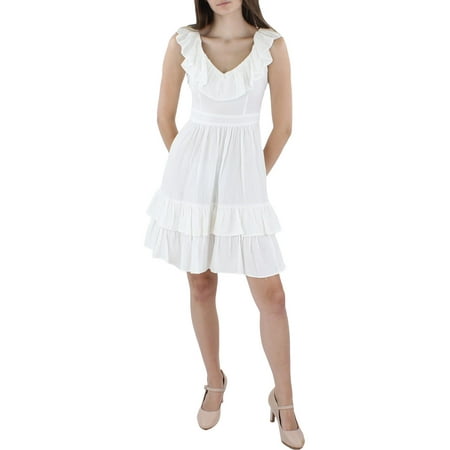 Calvin Klein Womens Petites A-Line Ruffle Mini Dress