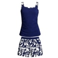 thumbnail image 4 of Shadoumai Girls Tankini Swimsuit Solid Twist Cross Square Neck Top with Tropical Printed Shorts 2 Piece Bathing Suits 7-16Y, 4 of 4