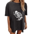 thumbnail image 1 of Blusa de manga corta con estampado de luna y sol de calavera con mangas caídas vintage para mujer Fridja  gope2847, 1 of 9