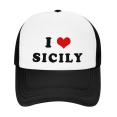 thumbnail image 2 of I Heart Sicily Love Sicily Pride Funny Trucker Hat Mesh Cap Unisex, 2 of 5