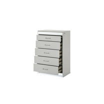 Glam Modern Style 5-Drawer Chest Made With Wood & inbuilt LED in White Color