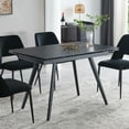 thumbnail image 3 of Kithkasa 71"W x 31"D Rectangle Extentable Dining Kitchen Table,Metal Legged,6 Persons,Faux Marble Black, 3 of 7