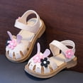 thumbnail image 4 of KPOPLK Infant Baby Girls Sandals Summer Beach Outdoor Bowknot Soft Rubber Sole Toddler Princess Dress Flats Walking Shoes Size 6,White, 4 of 5