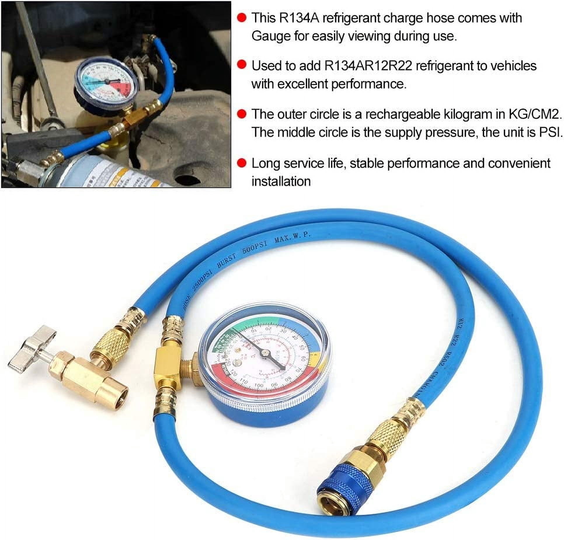 DJH--R600A Recharge Kit, R134A Recharge Measuring Hose Can Tap Gauge Refrigerant Charging Pipe Air conditioning pipes and connectors-1
