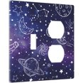 thumbnail image 2 of NICKSUN Galaxy Space Purple Combination Wall Plate, 2 Gang 1 Toggle 1 Duplex Outlet Cover Decorative Switch Plate for Office Home Decor, 4.5 x 4.5 Inch, 2 of 7