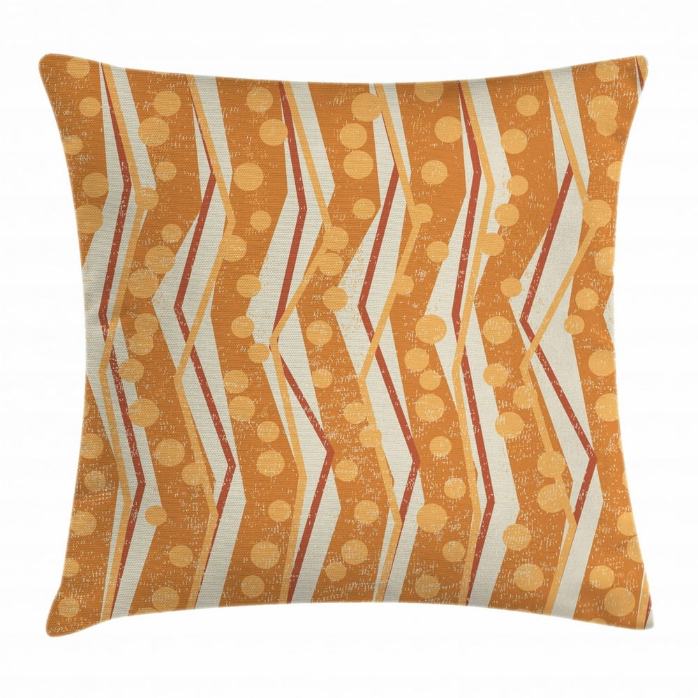 Burnt Orange Throw Pillow Cushion Cover, Chevron Zigzags Pattern with