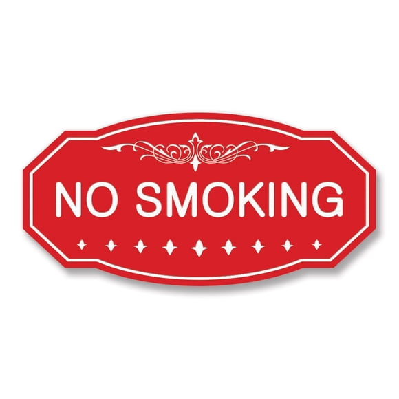 NO Smoking Victorian Door/Wall Sign (Red) - Medium 4" x 8"