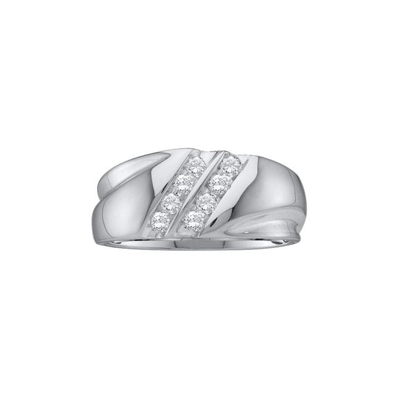 Diamond Princess 10kt White Gold Mens Round Diamond Wedding Double Row Band Ring 1/4 Cttw