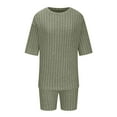 thumbnail image 4 of XFLWAM Women's 2 Piece Outfits Ribbed Lounge Sets Tracksuit Short Sleeve Drop Shoulder Oversized Tee Shirt and Shorts Set Green XL, 4 of 6