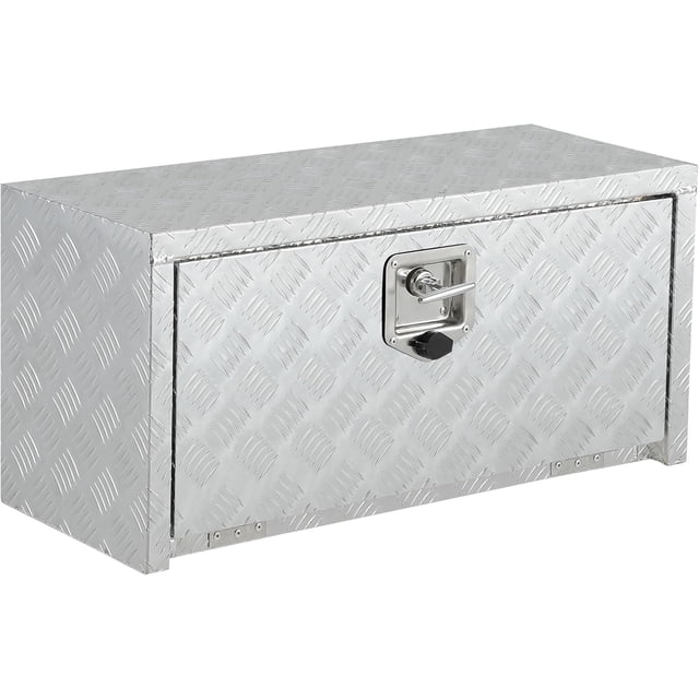 30in Aluminum Truck Toolbox Waterproof Underbody Storage Organizer for Pickup Trailer RV - Heavy-Duty Lockable Box Silver