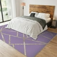thumbnail image 3 of Purple Gold Geometric Striped Area Rug, Modern Nordic Style Washable Bedroom Rug, Bedside Carpet Soft Does Not Damage The Floor for Living Room Office Apartment 3x5ft, 3 of 7