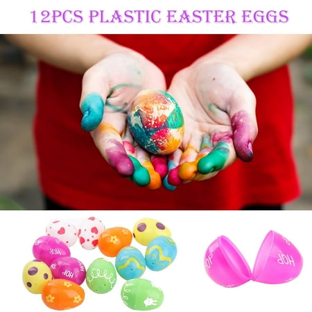 

Winter Savings Clearance! SuoKom 12pc Fillable Plastic Easter Eggs Hunt Party Supply Pack Assorted Pattern Prints