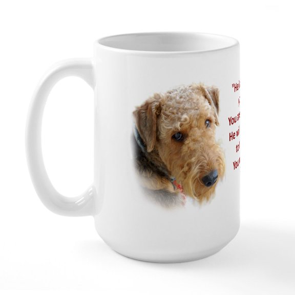 CafePress - Large Mug Airedale Terrier - 15 oz Ceramic Large White Novelty Mug