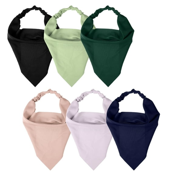6pcs Hair Scarf Headband Non Slip Navy Blue Black Green Light Green Light Gray Khaki Triangle for Girl
