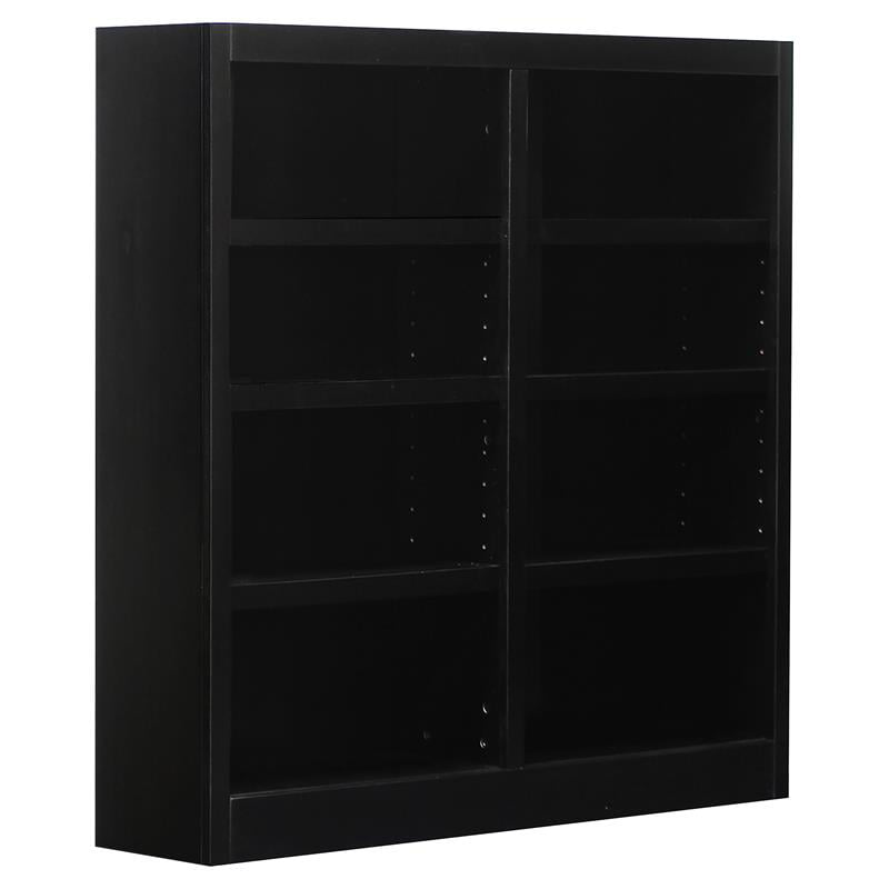 Double Wide Wood Bookcase In Espresso, 48 Inch Long Bookcase