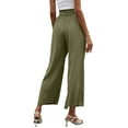 thumbnail image 3 of Inadays Women Wide Leg Pants High Waisted Cropped Paper Bag Pants Palazzo Pants 2023 Spring Summer Trousers with Elastic Waistband Pockets Belt Bow Knot, Army Green, M, 3 of 9