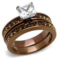 thumbnail image 1 of Women IP Coffee Light Stainless Steel Ring with AAA Grade CZ in Clear - Size 8, 1 of 1