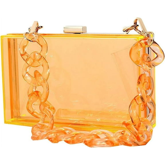 Kukuzhu Women Acrylic Transparent Evening Bags Purses Clutch Bag Chic Banquet Chain Crossbody Bag Handbag for Party Prom