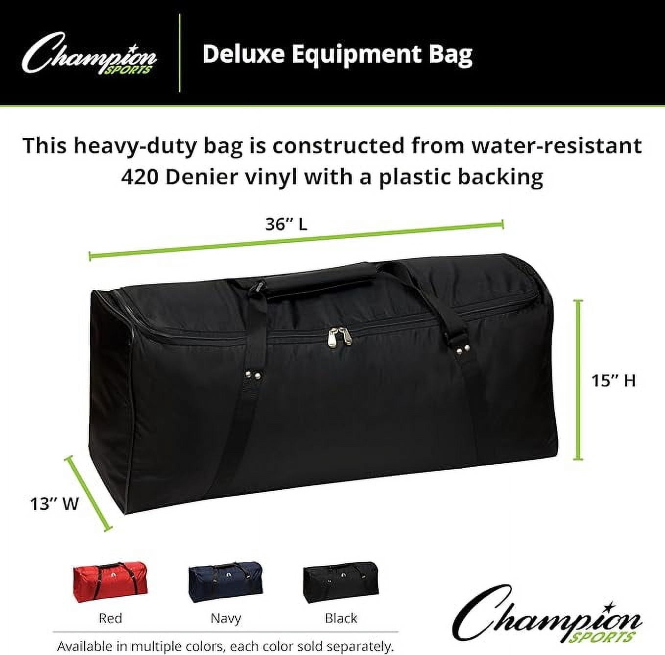 Champion Sports 420 Denier® Nylon Deluxe Equipment Bag with Strap and Inside Pocket - 36"L x 13"W x 15"H - Black