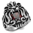 thumbnail image 1 of Men High Polished Stainless Steel Ring with AAA Grade CZ in Garnet - Size 11, 1 of 1