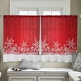 thumbnail image 5 of Red Snowflakes Christmas Sheer Curtains 45 Inch Length 2 Panels Set, Semi Transparent Voile Rod Pocket Curtains for Living Dining Room Bedroom Drapes Winter Holiday Xmas Snowflake, 5 of 8