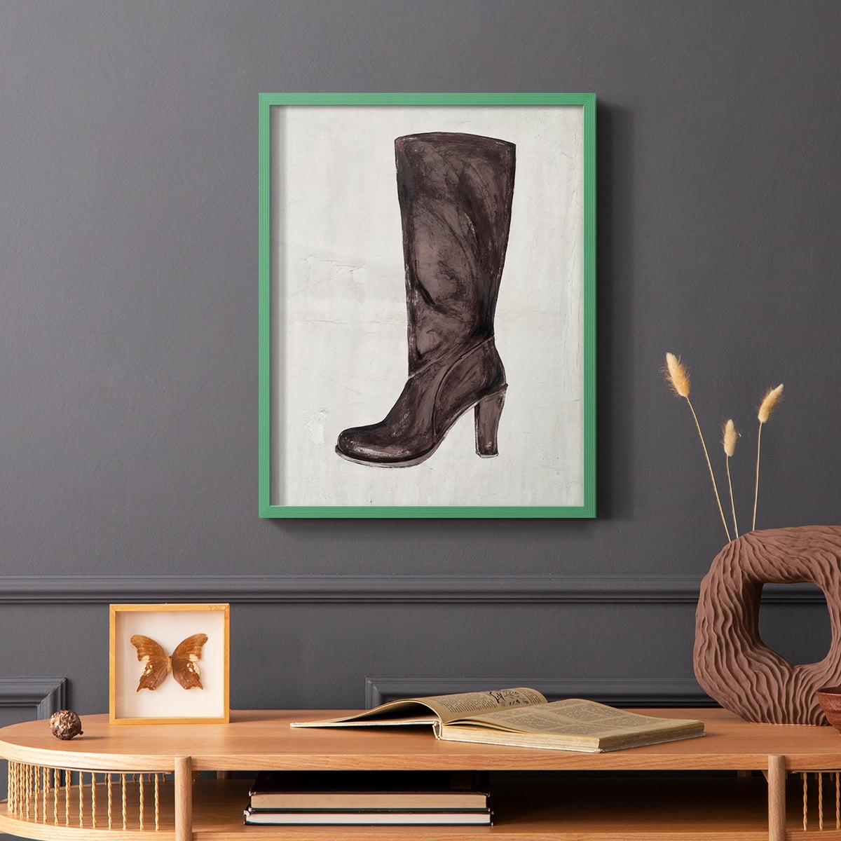 The Shoe Fits III V1 Framed Print in Green Solid Wood Framed Print No Nail Hanging