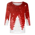 thumbnail image 4 of Pntutb Moda Mujer Chriatmas Impreso Camiseta 3/4 Mangas Blusa Cuello Redondo Casual tops Pntutb Pntutb-4054, 4 of 5