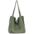 thumbnail image 1 of ALUWU - Bolso de mano de pana para mujer, bolso de mano de lona con hombro, 002-verde claro, L, 1 of 5