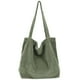 thumbnail image 1 of ALUWU - Bolso de mano de pana para mujer, bolso de mano de lona con hombro, 002-verde claro, L, 1 of 5