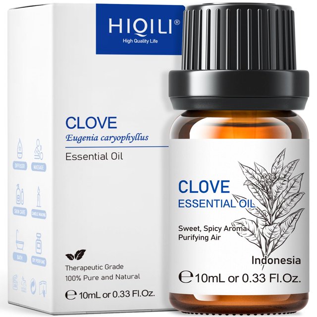 Aceite esencial HIQILI de clavo 100% puro y natural, 10 ml, para dientes